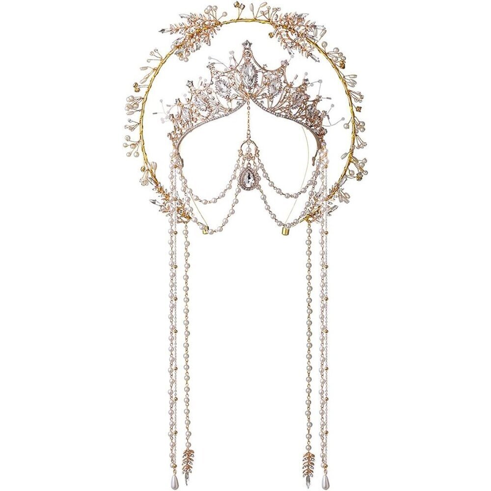 Women's Alloy Crown Headband Goddess Headpiece Halloween Costume Accessory